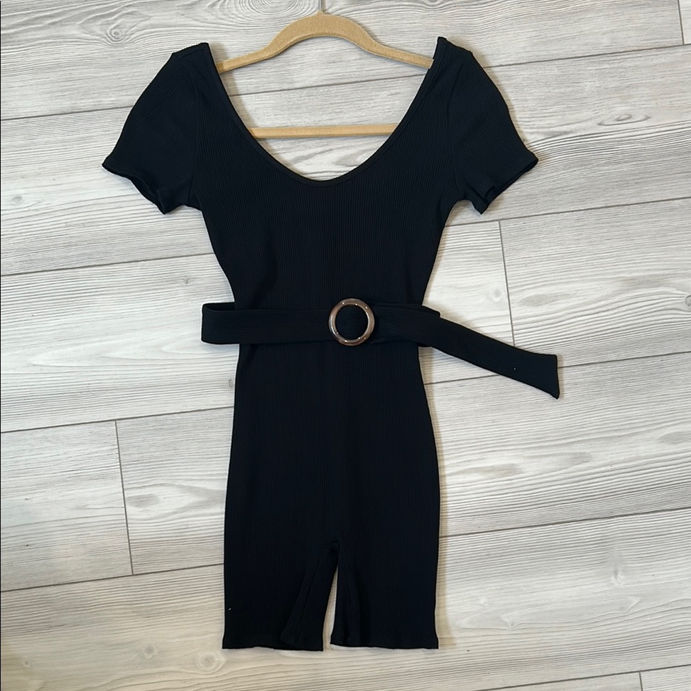 Naked Wardrobe Black Belted Dress